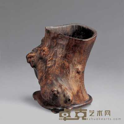 明 文壁刻诗文随形笔筒 15.2cm